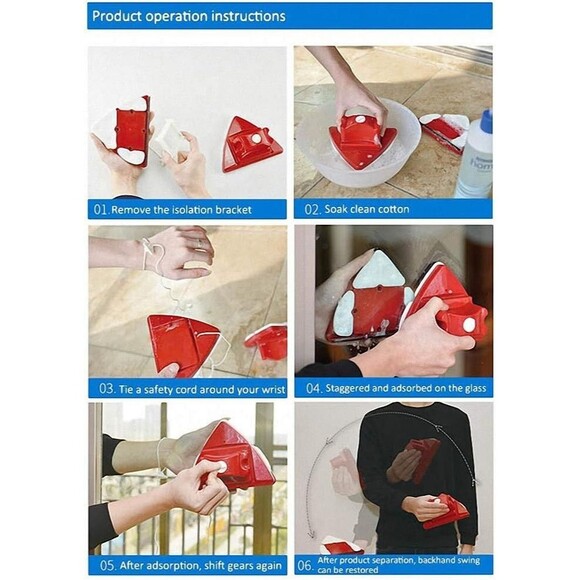 Outside Magnetic Window Cleaner, Double-Sided Brush Glass Wiper Cleaning Tools, - Picture 9 of 15